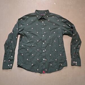 UNTUCKit Slim Fit Long Sleeve Christmas Bulldog Button Up Shirt Men's Size Large